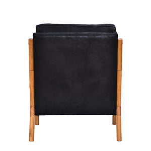 English Elm Foil Fabric Accent Chair Solid Wood Frame Memory Foam Seat Minimalist Bedroom Lounge Black W5568P506741