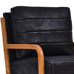 English Elm Foil Fabric Accent Chair Solid Wood Frame Memory Foam Seat Minimalist Bedroom Lounge Black W5568P506741