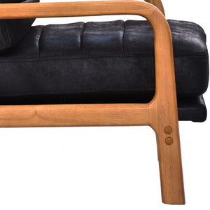 English Elm Foil Fabric Accent Chair Solid Wood Frame Memory Foam Seat Minimalist Bedroom Lounge Black W5568P506741