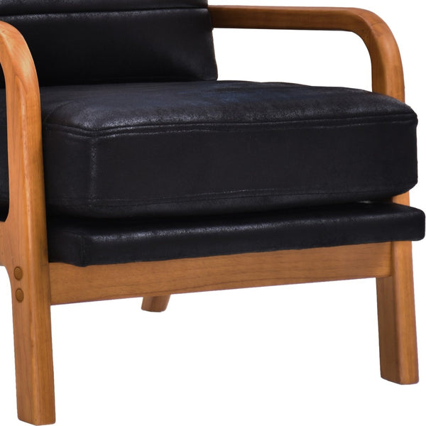 English Elm Foil Fabric Accent Chair Solid Wood Frame Memory Foam Seat Minimalist Bedroom Lounge Black W5568P506741