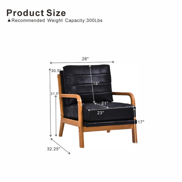 English Elm Foil Fabric Accent Chair Solid Wood Frame Memory Foam Seat Minimalist Bedroom Lounge Black W5568P506741