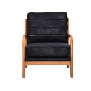 English Elm Foil Fabric Accent Chair Solid Wood Frame Memory Foam Seat Minimalist Bedroom Lounge Black W5568P506741