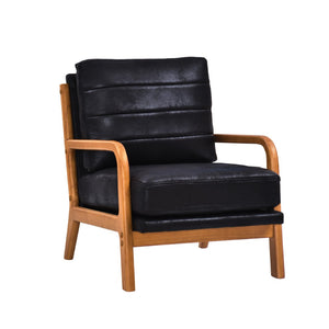 English Elm Foil Fabric Accent Chair Solid Wood Frame Memory Foam Seat Minimalist Bedroom Lounge Black W5568P506741