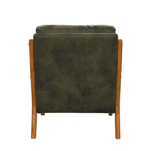 English Elm Foil Fabric Accent Chair Solid Wood Frame Memory Foam Seat Minimalist Bedroom Lounge Olive Green W5568P506746