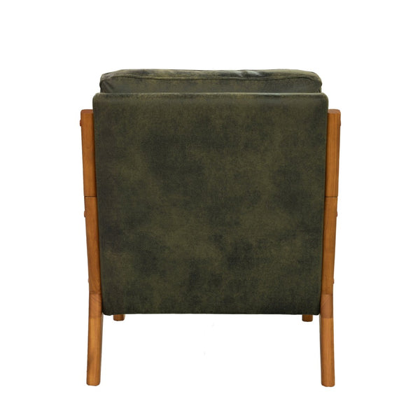 English Elm Foil Fabric Accent Chair Solid Wood Frame Memory Foam Seat Minimalist Bedroom Lounge Olive Green W5568P506746