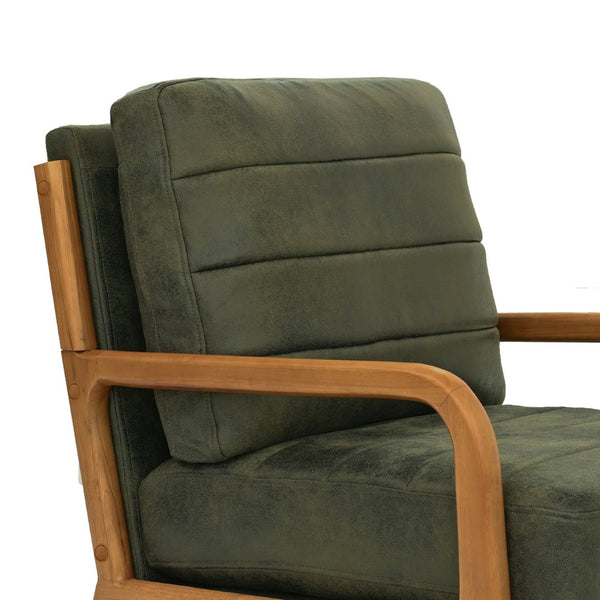 English Elm Foil Fabric Accent Chair Solid Wood Frame Memory Foam Seat Minimalist Bedroom Lounge Olive Green W5568P506746