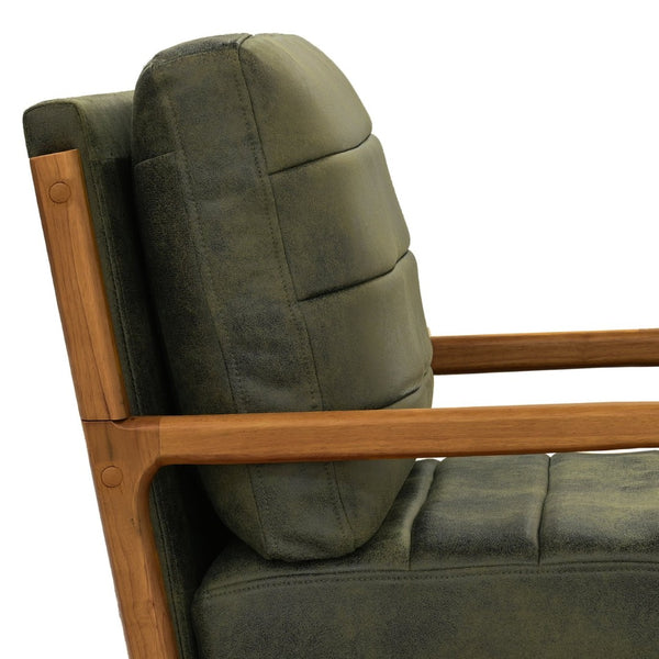 English Elm Foil Fabric Accent Chair Solid Wood Frame Memory Foam Seat Minimalist Bedroom Lounge Olive Green W5568P506746