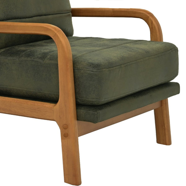 English Elm Foil Fabric Accent Chair Solid Wood Frame Memory Foam Seat Minimalist Bedroom Lounge Olive Green W5568P506746