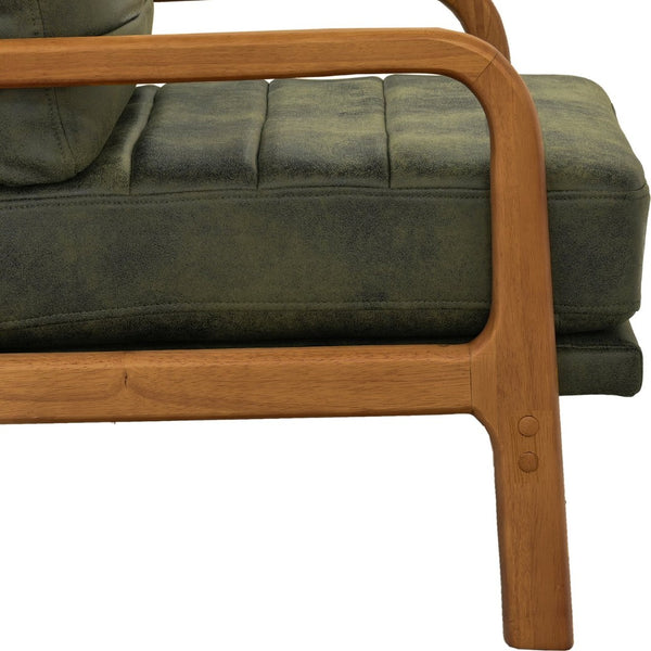 English Elm Foil Fabric Accent Chair Solid Wood Frame Memory Foam Seat Minimalist Bedroom Lounge Olive Green W5568P506746