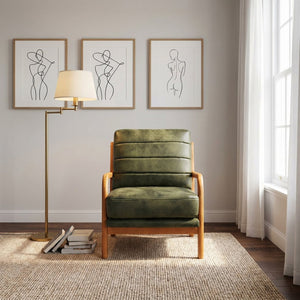 English Elm Foil Fabric Accent Chair Solid Wood Frame Memory Foam Seat Minimalist Bedroom Lounge Olive Green W5568P506746