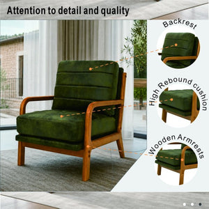 English Elm Foil Fabric Accent Chair Solid Wood Frame Memory Foam Seat Minimalist Bedroom Lounge Olive Green W5568P506746