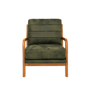 English Elm Foil Fabric Accent Chair Solid Wood Frame Memory Foam Seat Minimalist Bedroom Lounge Olive Green W5568P506746