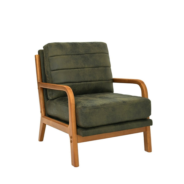 English Elm Foil Fabric Accent Chair Solid Wood Frame Memory Foam Seat Minimalist Bedroom Lounge Olive Green W5568P506746