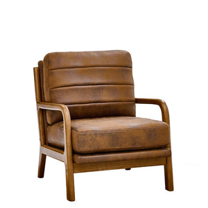 English Elm Foil Fabric Accent Chair Solid Wood Frame Memory Foam Seat Minimalist Bedroom Lounge Light Brown W5568P506758