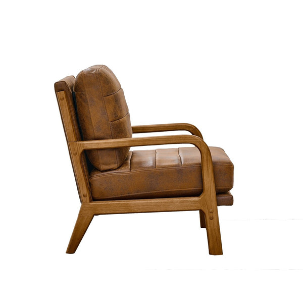 English Elm Foil Fabric Accent Chair Solid Wood Frame Memory Foam Seat Minimalist Bedroom Lounge Light Brown W5568P506758