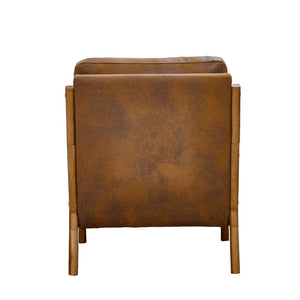 English Elm Foil Fabric Accent Chair Solid Wood Frame Memory Foam Seat Minimalist Bedroom Lounge Light Brown W5568P506758