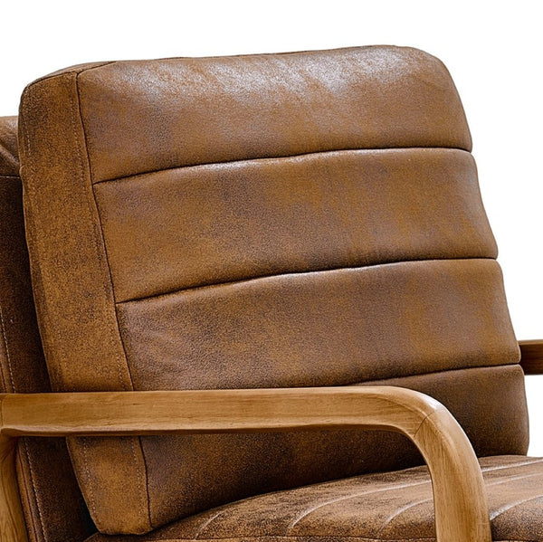 English Elm Foil Fabric Accent Chair Solid Wood Frame Memory Foam Seat Minimalist Bedroom Lounge Light Brown W5568P506758