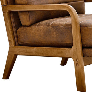 English Elm Foil Fabric Accent Chair Solid Wood Frame Memory Foam Seat Minimalist Bedroom Lounge Light Brown W5568P506758
