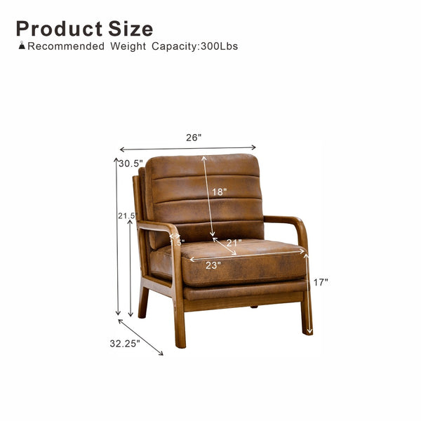 English Elm Foil Fabric Accent Chair Solid Wood Frame Memory Foam Seat Minimalist Bedroom Lounge Light Brown W5568P506758