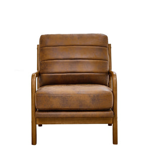 English Elm Foil Fabric Accent Chair Solid Wood Frame Memory Foam Seat Minimalist Bedroom Lounge Light Brown W5568P506758