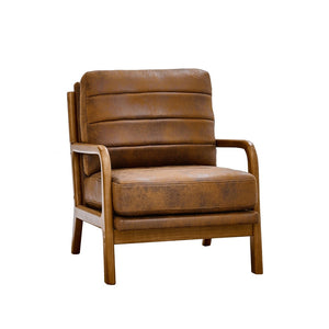 English Elm Foil Fabric Accent Chair Solid Wood Frame Memory Foam Seat Minimalist Bedroom Lounge Light Brown W5568P506758