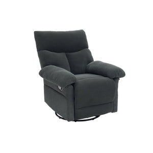 English Elm Modern Overstuffed Swivel Glider Recliner with Textured Fabric for Nursery or Living Room Dark Gray W5568P524450