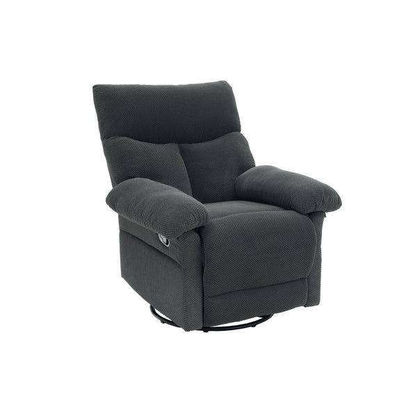 English Elm Modern Overstuffed Swivel Glider Recliner with Textured Fabric for Nursery or Living Room Dark Gray W5568P524450