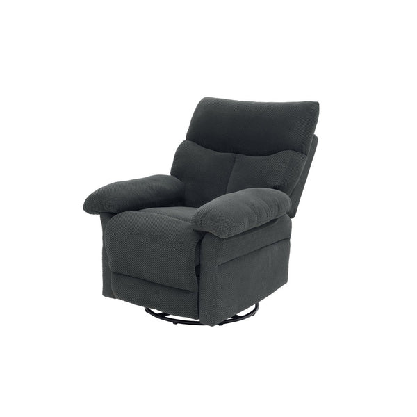 English Elm Modern Overstuffed Swivel Glider Recliner with Textured Fabric for Nursery or Living Room Dark Gray W5568P524450