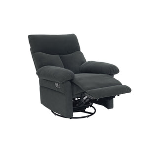 English Elm Modern Overstuffed Swivel Glider Recliner with Textured Fabric for Nursery or Living Room Dark Gray W5568P524450