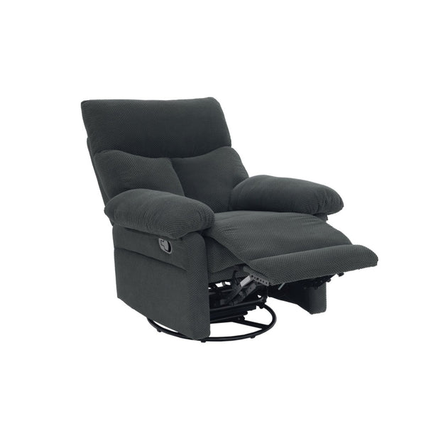 English Elm Modern Overstuffed Swivel Glider Recliner with Textured Fabric for Nursery or Living Room Dark Gray W5568P524450