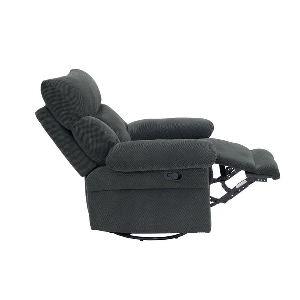 English Elm Modern Overstuffed Swivel Glider Recliner with Textured Fabric for Nursery or Living Room Dark Gray W5568P524450