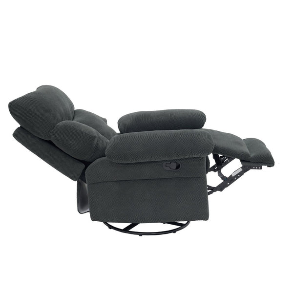 English Elm Modern Overstuffed Swivel Glider Recliner with Textured Fabric for Nursery or Living Room Dark Gray W5568P524450