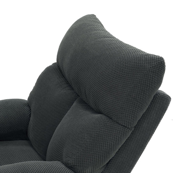English Elm Modern Overstuffed Swivel Glider Recliner with Textured Fabric for Nursery or Living Room Dark Gray W5568P524450