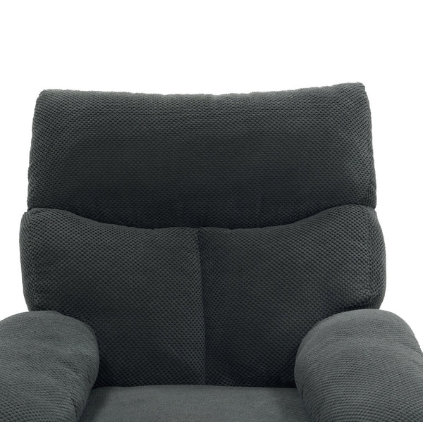 English Elm Modern Overstuffed Swivel Glider Recliner with Textured Fabric for Nursery or Living Room Dark Gray W5568P524450