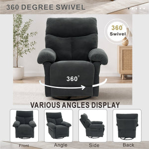 English Elm Modern Overstuffed Swivel Glider Recliner with Textured Fabric for Nursery or Living Room Dark Gray W5568P524450