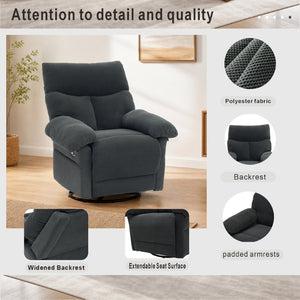 English Elm Modern Overstuffed Swivel Glider Recliner with Textured Fabric for Nursery or Living Room Dark Gray W5568P524450