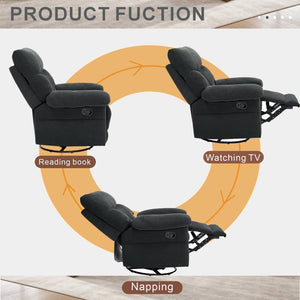 English Elm Modern Overstuffed Swivel Glider Recliner with Textured Fabric for Nursery or Living Room Dark Gray W5568P524450