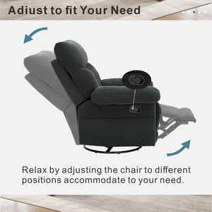 English Elm Modern Overstuffed Swivel Glider Recliner with Textured Fabric for Nursery or Living Room Dark Gray W5568P524450