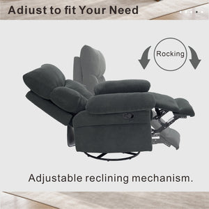 English Elm Modern Overstuffed Swivel Glider Recliner with Textured Fabric for Nursery or Living Room Dark Gray W5568P524450