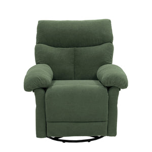 English Elm Modern Overstuffed Swivel Glider Recliner with Textured Fabric for Nursery or Living Room Dark Green W5568P524830