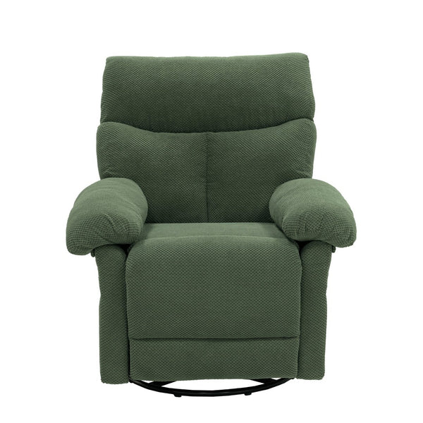 English Elm Modern Overstuffed Swivel Glider Recliner with Textured Fabric for Nursery or Living Room Dark Green W5568P524830
