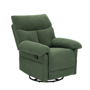 English Elm Modern Overstuffed Swivel Glider Recliner with Textured Fabric for Nursery or Living Room Dark Green W5568P524830