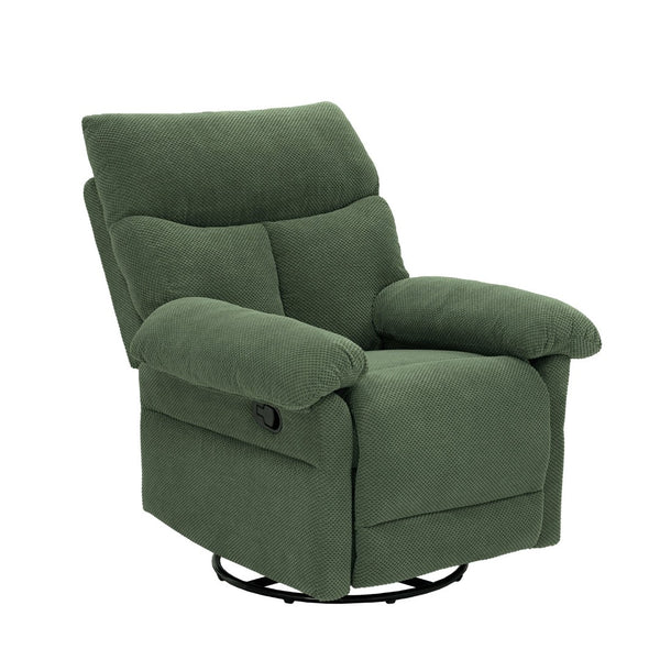 English Elm Modern Overstuffed Swivel Glider Recliner with Textured Fabric for Nursery or Living Room Dark Green W5568P524830