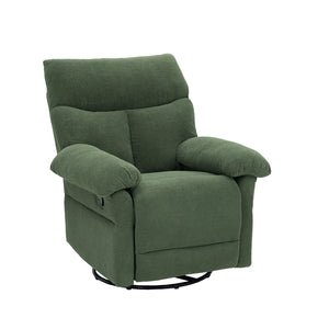 English Elm Modern Overstuffed Swivel Glider Recliner with Textured Fabric for Nursery or Living Room Dark Green W5568P524830
