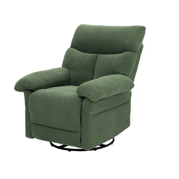 English Elm Modern Overstuffed Swivel Glider Recliner with Textured Fabric for Nursery or Living Room Dark Green W5568P524830