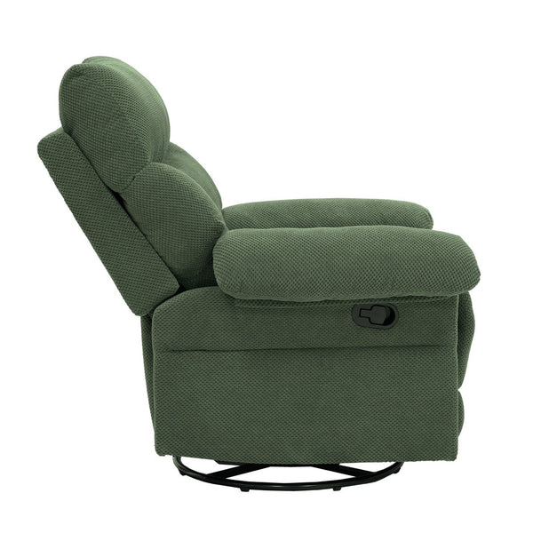 English Elm Modern Overstuffed Swivel Glider Recliner with Textured Fabric for Nursery or Living Room Dark Green W5568P524830