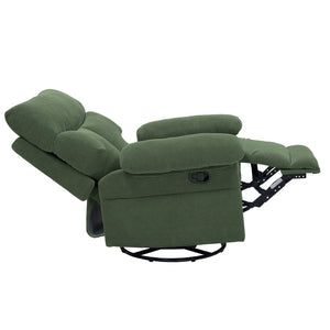 English Elm Modern Overstuffed Swivel Glider Recliner with Textured Fabric for Nursery or Living Room Dark Green W5568P524830