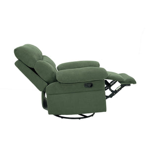 English Elm Modern Overstuffed Swivel Glider Recliner with Textured Fabric for Nursery or Living Room Dark Green W5568P524830