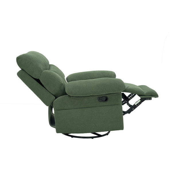 English Elm Modern Overstuffed Swivel Glider Recliner with Textured Fabric for Nursery or Living Room Dark Green W5568P524830