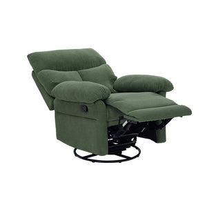 English Elm Modern Overstuffed Swivel Glider Recliner with Textured Fabric for Nursery or Living Room Dark Green W5568P524830